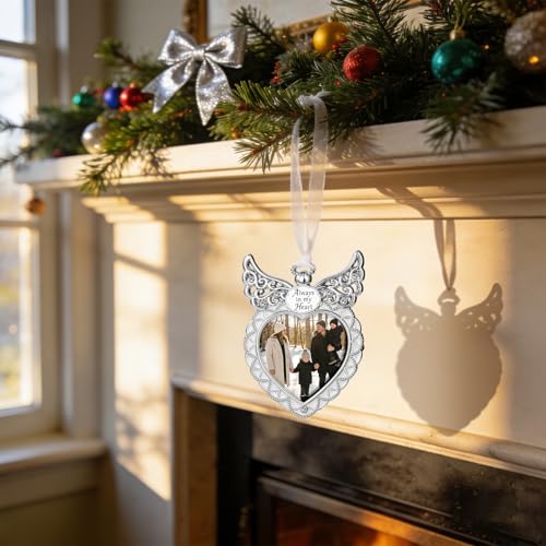 Unicadecor Casa Silver Angel Wing Heart Memorial Frame 2.5x2.5 Keepsake