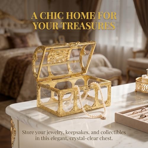 Transparent Pirate Treasure Chest Boxes, 2-Piece Mini Jewelry Organizers