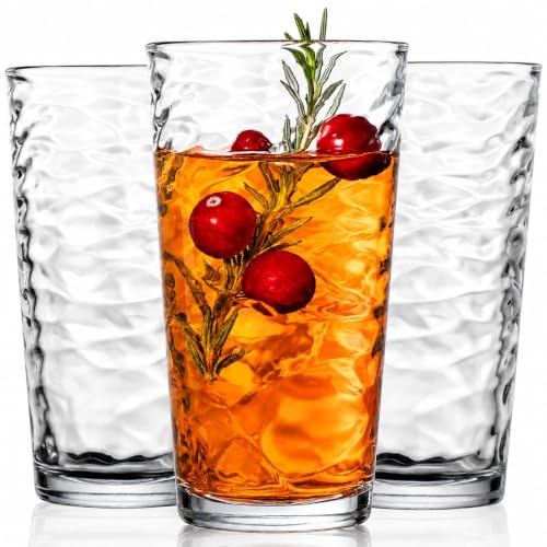 Glaver's 17 Oz Highball Glasses Set of 10 - Durable Tempered, Dishwasher Safe, Lead & BPA Free Drinkware