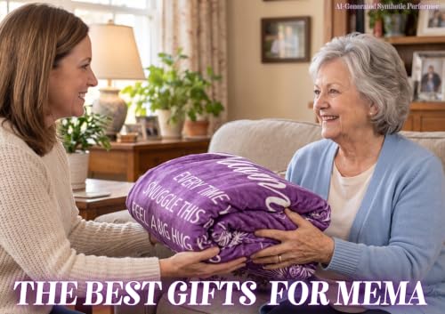 InnoBeta Mema Gift Flannel Throw Blanket 50x65 Purple Flowers - Cozy Grandma Gift for Mother's Day, Christmas, Birthday