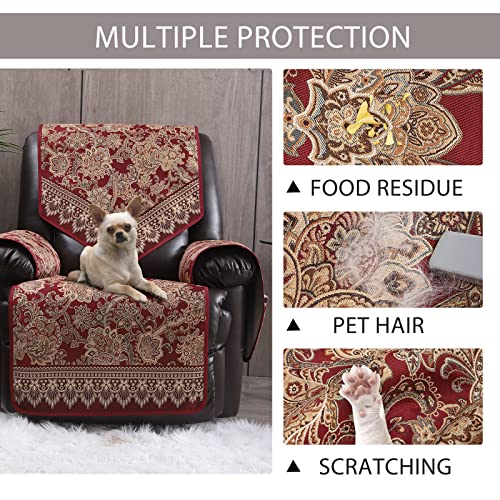 Waterproof Recliner Chair Covers with Non-Slip Design - Large Size, Red