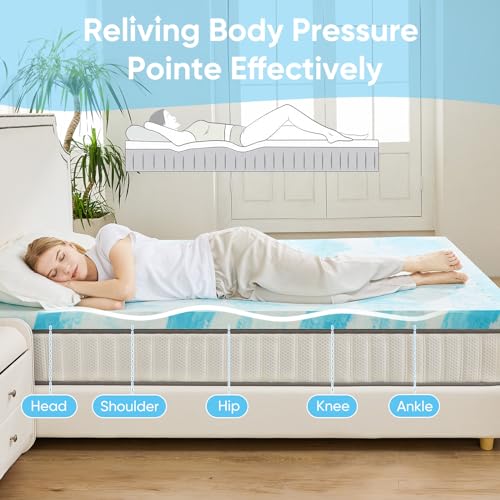 OLIXIS 2 Inch Twin XL Cooling Gel Memory Foam Mattress Topper