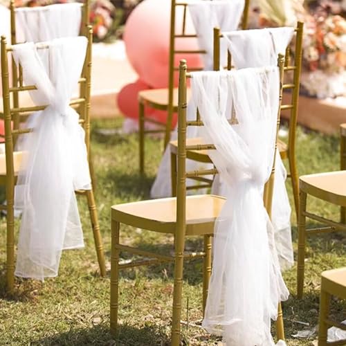 Chiffon Wedding Chair Sashes - 2 Pack Ivory White Draping Fabric