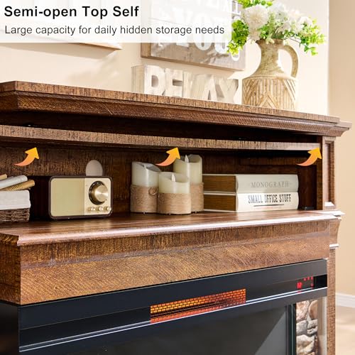 52-Inch Electric Fireplace TV Stand with Mantel and Storage Cabinet