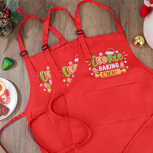 Christmas Kids Apron Red - Funny Cookie Baking Crew Toddler Chef Uniform, Adjustable for Girls & Boys