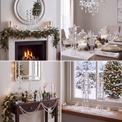Qunclay 2 Pcs Clear Acrylic Christmas Nutcrackers - 12 and 10 Inches