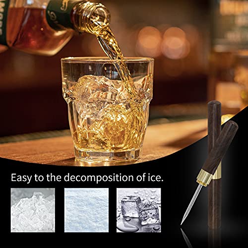 Zorfeter 6.8-Inch Stainless Steel Ice Picks with Black & Brown Wooden Handles - Pack of 2