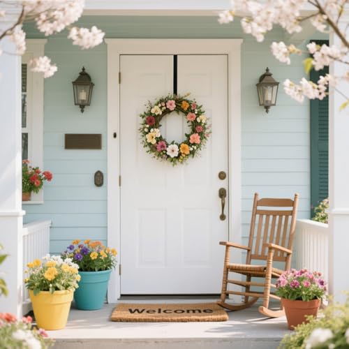 Sattiyrch 15 Inch Over The Door Wreath Hanger Black Hook For Front Door
