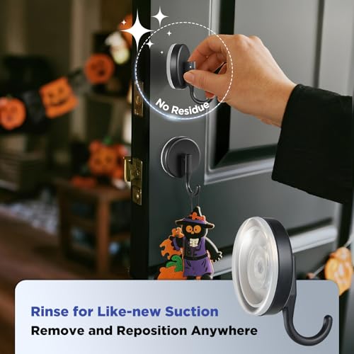 OUTXE Suction Cup Wreath Hanger Heavy Duty Glass Door Hook 2-Pack