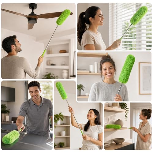 Extendable Microfiber Duster with 55" Stainless Steel Pole & Bendable Head