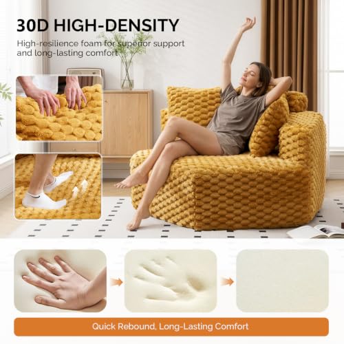 Modular Hexagon Chaise Lounge Sofa, Plush Corduroy Corner Chair for Living Room