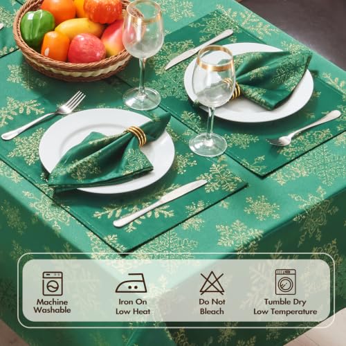 Hunter Gold Woven 120x60 Rectangular Christmas Tablecloth - Holiday & Party Decor