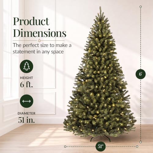 6ft Pre-Lit Artificial Spruce Christmas Tree with 250 LED Twinkling Lights