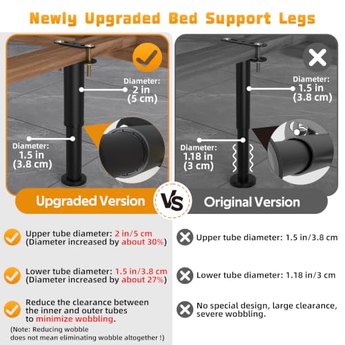 4 Pcs Adjustable Bed Support Legs, 7-13 Inch Heavy Duty Metal Bed Frame Legs