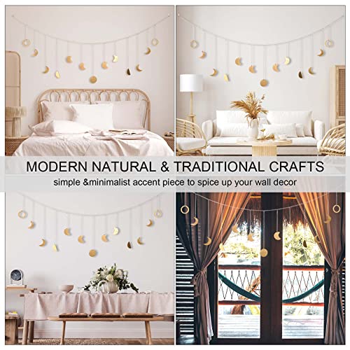 56-Inch Boho Moon Phase Wall Hanging Garland with LED String Lights