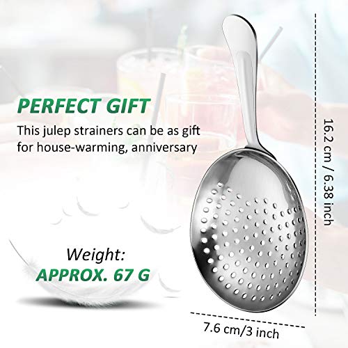 Boao Silver 2-Pack Stainless Steel Julep Strainers for Cocktails