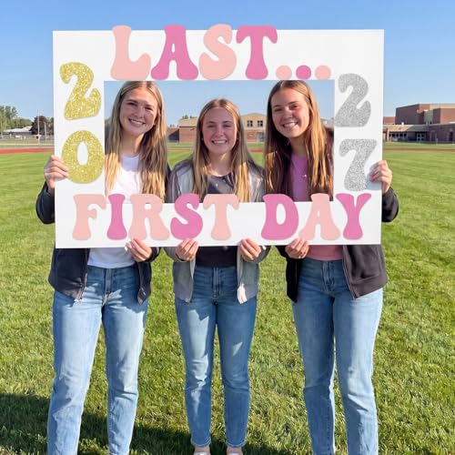 Senior Last Day Photo Frame - Gold & Silver 2027 First Day of School Sign Backdrop