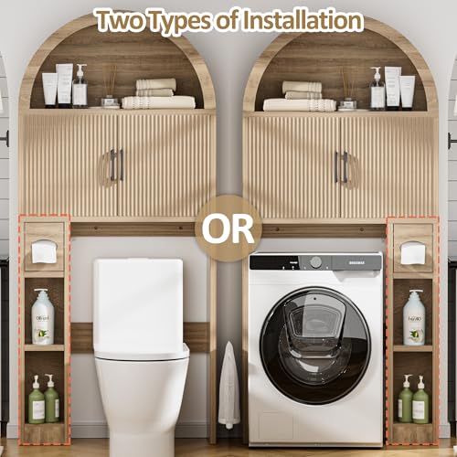 Over Toilet Storage Cabinet with Arch Design and Adjustable Shelves