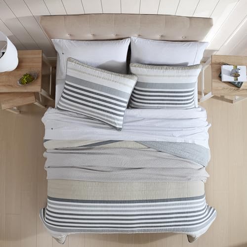 Reversible King Quilt Set - 100% Cotton Bedding with Shams