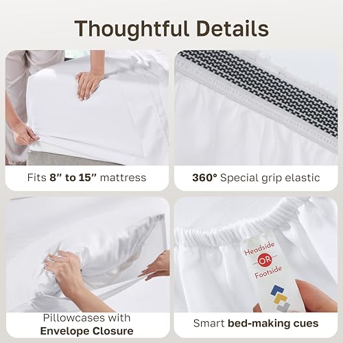 California Design Den 100% Organic Cotton Queen Sheet Set - Crisp Percale