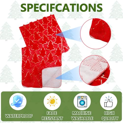 ELOEGO 13x108 Inch Christmas Table Runner - Red Xmas Trees Plush Decor for Indoor/Outdoor Holiday Dining