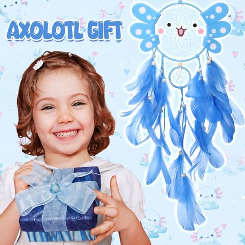 Blue Axolotl Dreamcatcher Wall Hanging Decor for Bedroom