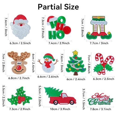 Harsgs 10pcs Christmas Iron-On Patches for Clothes - Holiday Decor Assorted Pack
