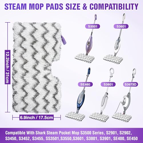 NXPPYY Steam Mop Replacement Pads for Shark Pocket Mop S3501 S3601 S3901, 3 Pack