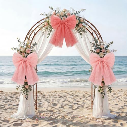 3-Pack Large Shimmer Pleated Gauze Bows - Pink Wall & Party Decor (14x16")