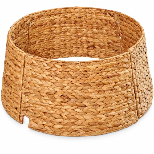 YCICI 28 Inch Christmas Tree Collar – Water Hyacinth Woven Tree Stand Cover