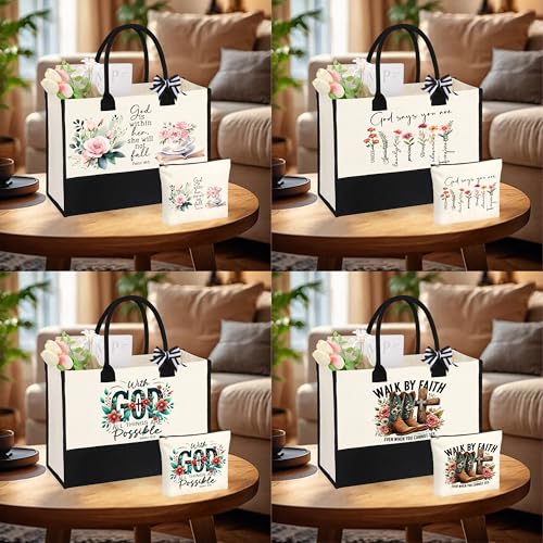 Christian Gifts for Women Tote & Make Up Bag Set - Birthday & Friendship Gifts