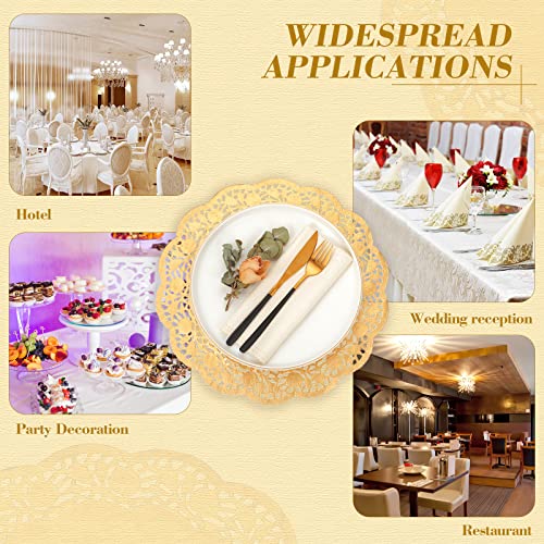 200 Pcs 14-Inch Round Gold Lace Paper Doilies for Party Table Decoration