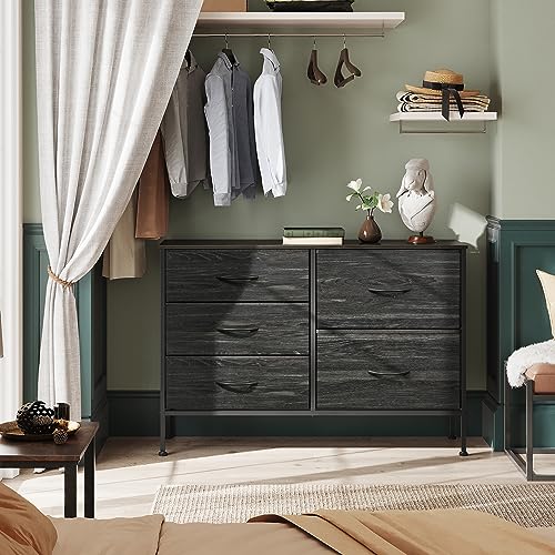5-Drawer Fabric Dresser with Steel Frame, Modern Bedroom Storage Chest