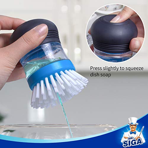 Soap Dispensing Palm Brush 2 Pack - Non-Scratch Kitchen Dish Scrubber