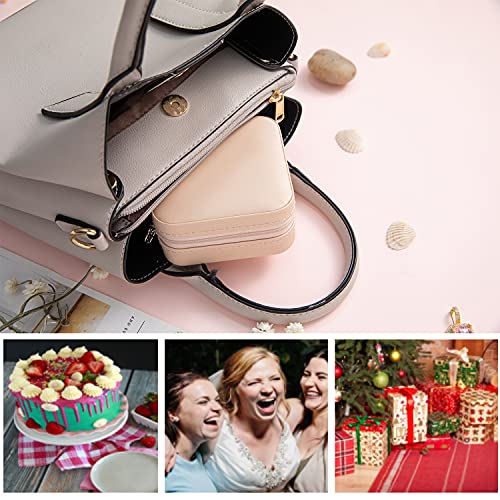 Small Portable Travel Jewelry Organizer Case with Mirror - Pink PU Leather