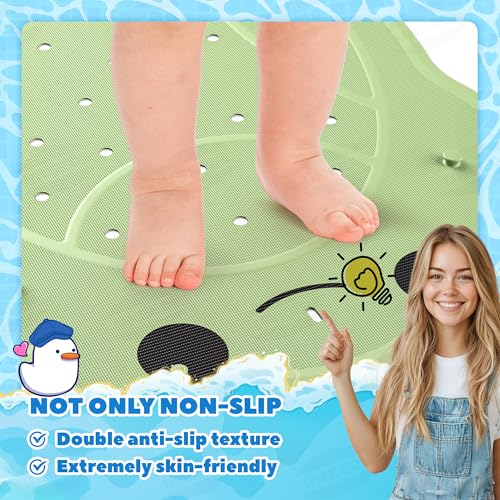 Non-Slip Rubber Baby Bathtub Mat - 30"x18" Frog Design Shower Mat