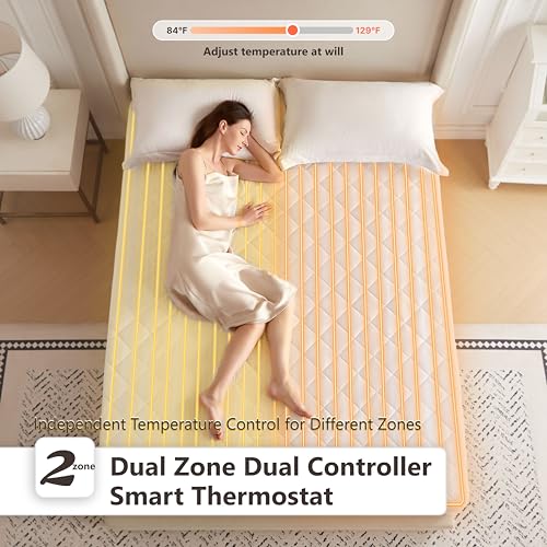 Heated Mattress Pad Queen Size with 10 Heat Settings & Dual Control