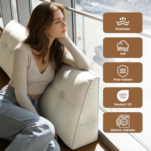 Triangle Wedge Pillow Twin Size for Bed - Comfortable Backrest Cushion