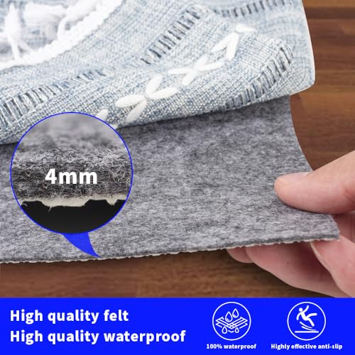 Waterproof Non-Slip Rug Pad 8x10 - Durable Felt Floor Protection for Rugs