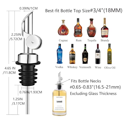 Auto Flip Liquor & Olive Oil Pour Spout - 2 Pack Stainless Steel Bottle Pourers