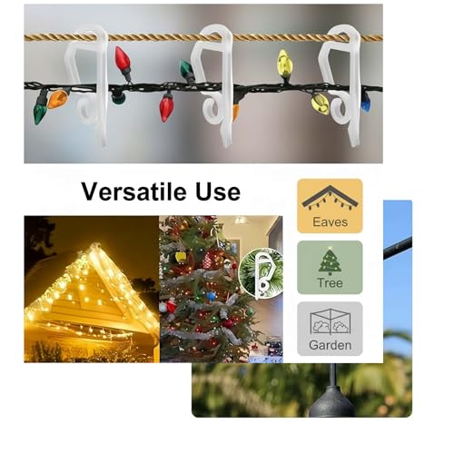 120PCS Christmas Light Clips for Gutters and Shingles - Weatherproof Hooks