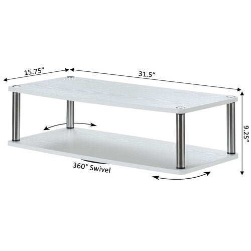 Convenience Concepts Designs2Go XL 37 inch Double Tier Swivel Riser, White