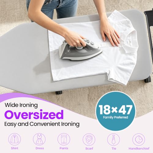 Extra Wide Ironing Board, 18x47 Inch Heavy Duty Foldable Ironing Station
