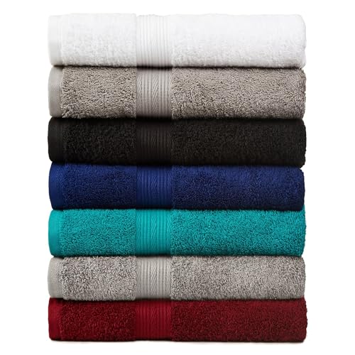 Amazon Basics 6-Piece 100% Cotton Towel Set - Gray Bath & Hand Towels