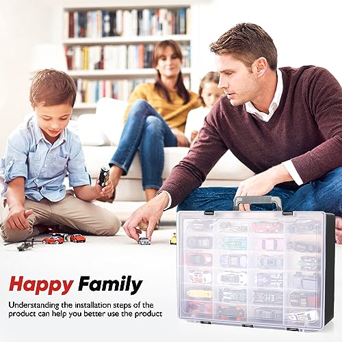 72-Compartment Toy Organizer Case with 3 Layers of Removable Trays