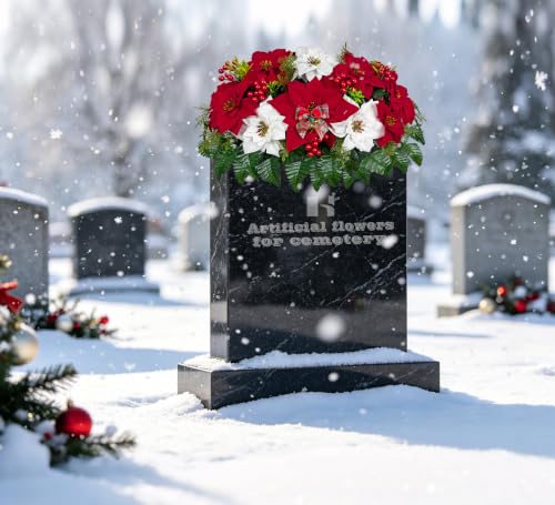HENOMO Artificial Poinsettia Flowers for Cemetery Gravesite Christmas Decoration