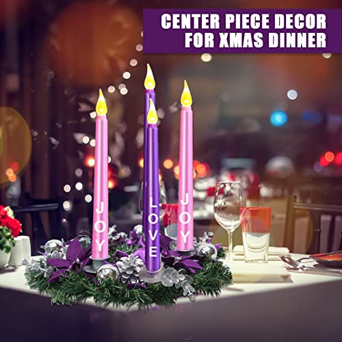 13-Inch Purple Advent Wreath Candle Holder for Christmas Table Decor