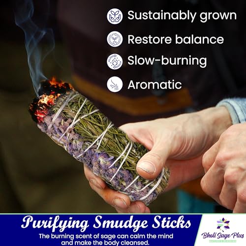 Sage Smudge Sticks Set - White Sage, Rosemary & Lavender, 3 Pack