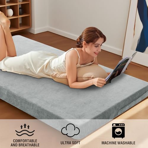 Full Size Futon Mattress Cover - Soft Chenille Slipcover with Zipper
