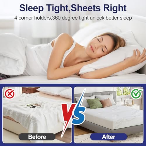 Heavy Duty Bed Sheet Holders with Dual-Side Lock Design - 4Pcs